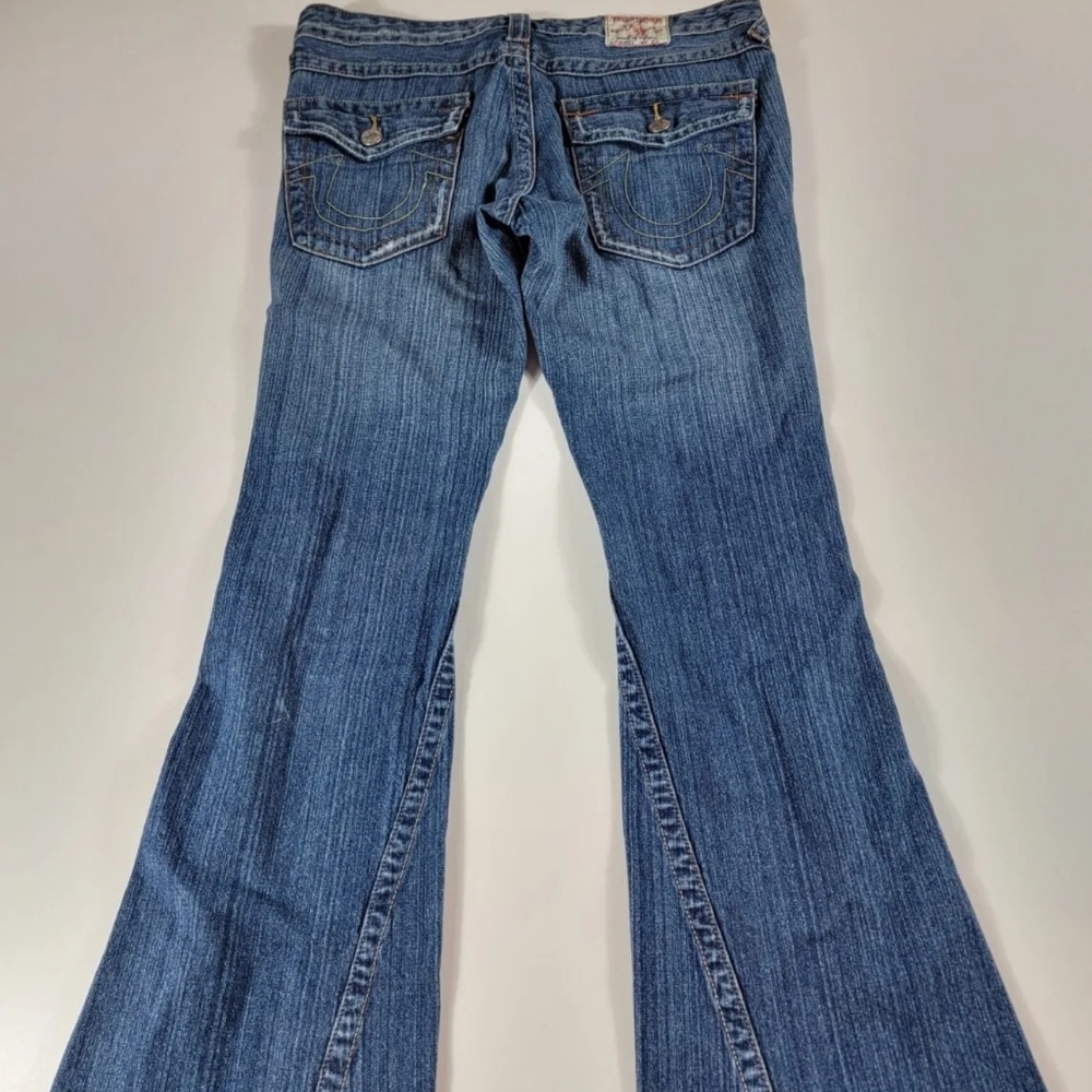 True Religion Joey Twisted Seam Flare Blue Jeans 04-503 Made in USA Size 30 - Picture 3 of 7